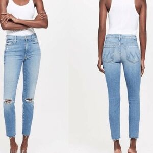 MOTHER high waisted looker ankle fray